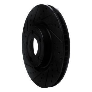 Ford Bronco Sport Brake Rotor (1) - Front Left - R1 Concepts - Drilled & Slotted - Black - `20-`25